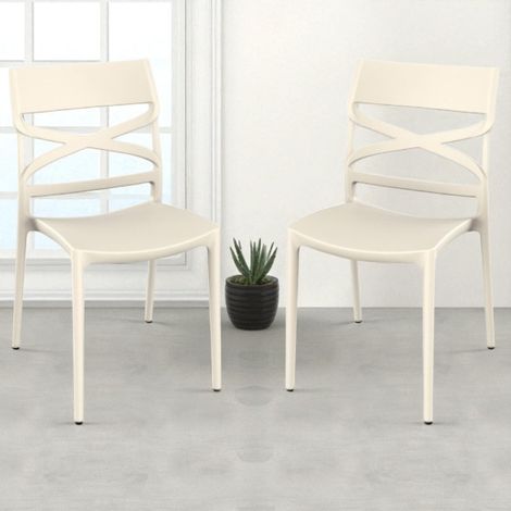 Sedia polipropilene per interno e esterno impilabile MIROK Crema set 2 pezzi (1/3)