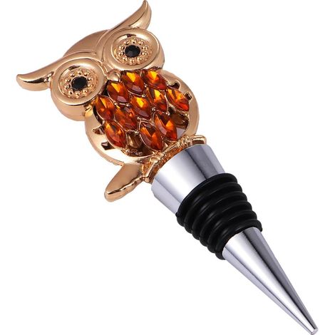Bouchon ornemental de bouteille, zinc, doré, hibou, étanche (1/5)