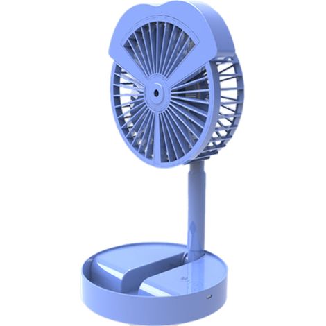Mini-Elektroventilator mit 3 Windgeschwindigkeiten, bürstenlosem Motor, Tischventilator mit Sprühfunktion, USB-Ladeanschluss, blau (1/5)