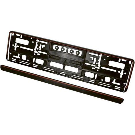 Adnauto – Porte-plaque d'immatriculation universel 52x11cm – Montage sans perçage – Support pour plaques européennes – Couleur noir-rouge