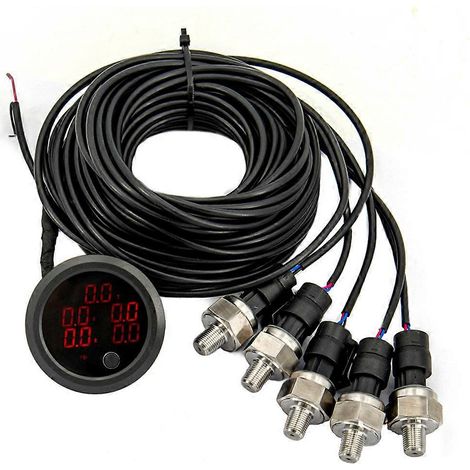 Manomètre de pression de suspension pneumatique Thin PSI 2' 52mm avec capteurs 1/8NPT pour modification de voiture (1/5)