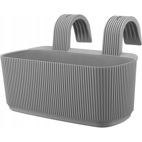 Vaso da fiori Pera grigio con balaustra, 29 cm x 21 x 19 cm, in plastica scanalata.