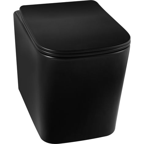 Balneo WC suspendu, sans bride bau, abattant softclose, Ceramique, noir, LUGA (1/5)
