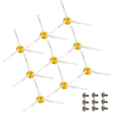 Brosse latérale Roomba iRobot série 600/800/900 (671, R671, 696, R696) - Lot de 9 brosses + 9 vis - Compatible avec 25 modèles Roomba (1/4)
