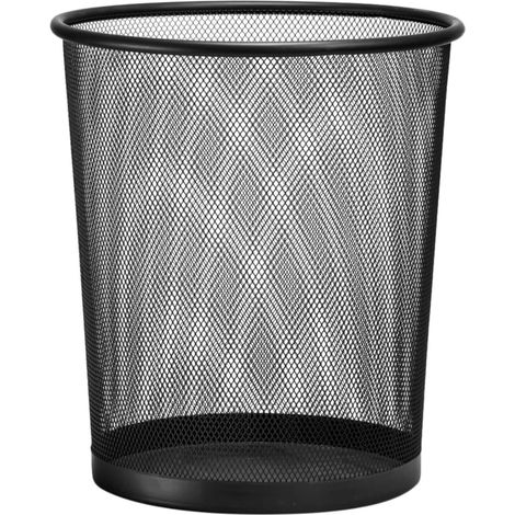 Corbeille à Papier Métal 12 L – Poubelle de Bureau Ronde – Construction Stable – Gain de Place – Noir (1/5)