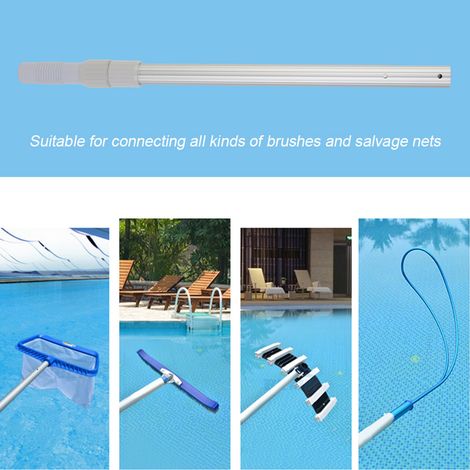 Tige de sauvetage en aluminium pour piscine avec filet rétractable - 1 mètre total (2 sections de 0.5 mètres) (1/5)