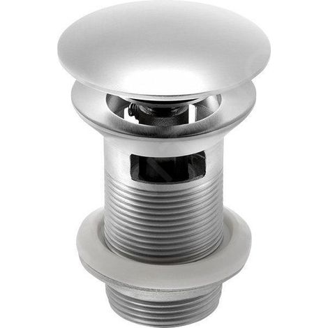 Bonde de lavabo MINIMAL 5/4", clic-clac, gros bouchon, inox mat (1/5)