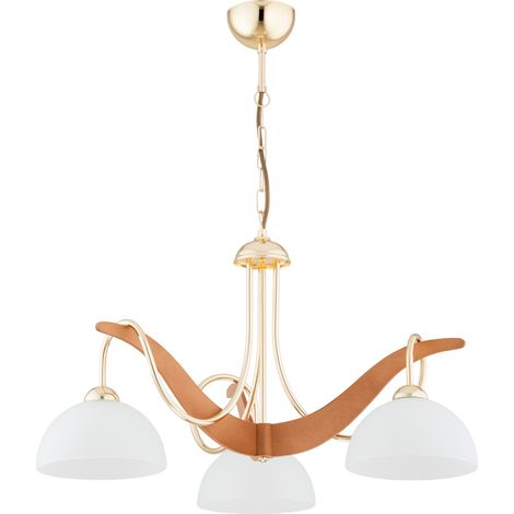 Suspension glamour brun doré 3xE27 globes blancs Boleno (1/2)