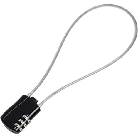 QORVA-Câble antivol rétractable, antivol numérique à combinaison avec câble de 40 cm pour moto, vélo, bagages, snowboard et skis (noir) (1/5)