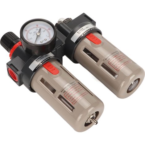Filtre Régulateur Air Comprimé G1/2 2 Unités Séparateur Eau-Huile avec Manomètre BFC4000 (1/5)