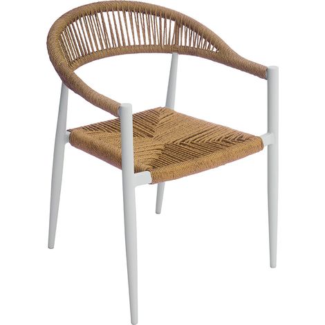 Sedia da Giardino 56x78x59 cm Milano con Corda Sintetica e Allumino Bianco e Paglia