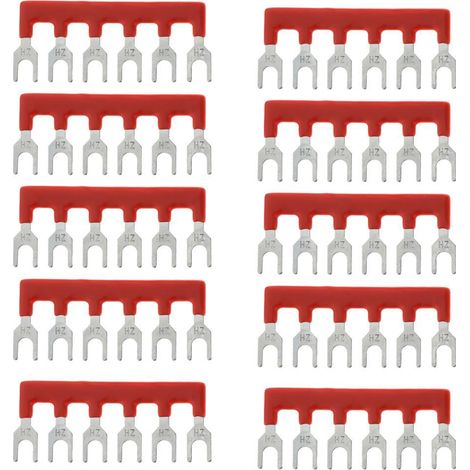 Bloc de jonction pour barrière, bornier, isolé à 10 bornes, 6 positions, rouge (1/5)
