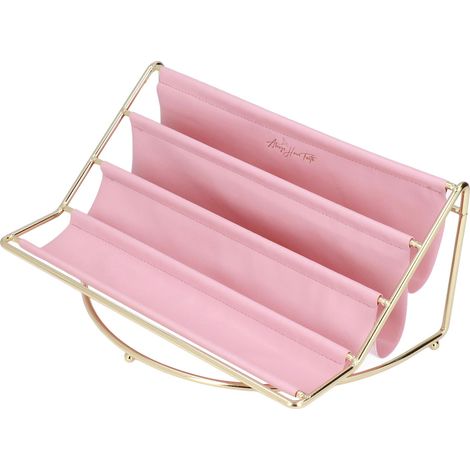 Schreibtisch-Regal-Organizer, mehrlagig, exquisit, hochwertig, aus Metall und Leder, langlebig, stabil, vielseitig einsetzbar, Schreibtisch-Organizer, Rosa (1/5)