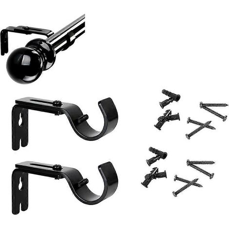 Tringle à rideaux noire, tringle à rideaux réglable en métal et acier inoxydable avec embout rond pour chambre, salon, chambre d'enfant (1/5)