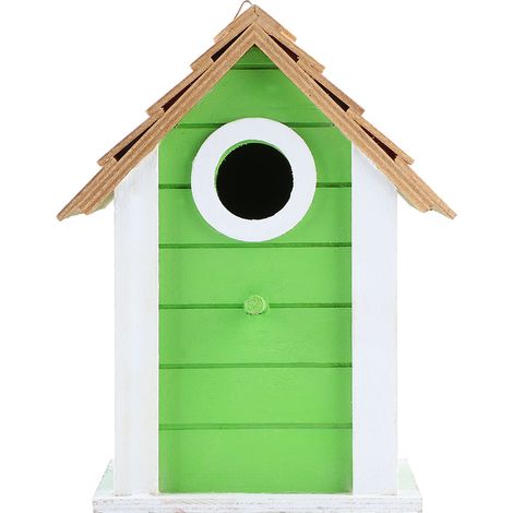 Casita de madera para pájaros, ideal para jardín y balcón. Fabricada en madera natural de nogal. Nido resistente y acogedor para periquitos y loros. (1/5)