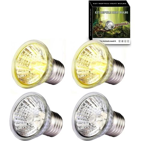 Lot de 4 ampoules chauffantes UVA UVB 50W pour reptiles, émetteurs de chaleur pour terrariums et cages d'amphibiens (tortues, serpents, grenouilles, lézards, caméléons, bernard-l'hermite) (1/5)