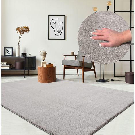 Tapis Moderne Moelleux à Poils Courts, antidérapant, Lavable Jusqu’à 30°C, Super Doux, Aspect Fourrure, pour Salon et Chambre, décoratif, Sable, 160 x 220 cm (1/5)