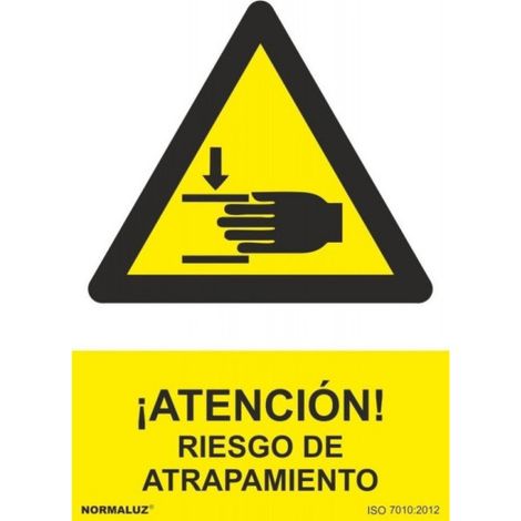 Señal adhesiva Peligro riesgo de atrapamiento en poliestireno para advertencia industrial                                                   Adhesivo       148x105 mm