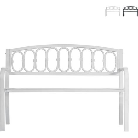 Eisen und Gusseisen 2-Sitzer Gartenbank 123x63x87cm Lorey - Weiß (1/5)