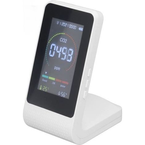 Moniteur Qualité Air - CO2 TVOC Température Humidité - Écran LCD LED - Plage CO2 400-5000 ppm - Alimentation USB Type C - 1 Pièce (1/4)