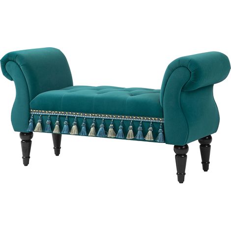 Banquette rembourrée vintage verte 117x40x58 cm, siège design jusqu'à 150 kg