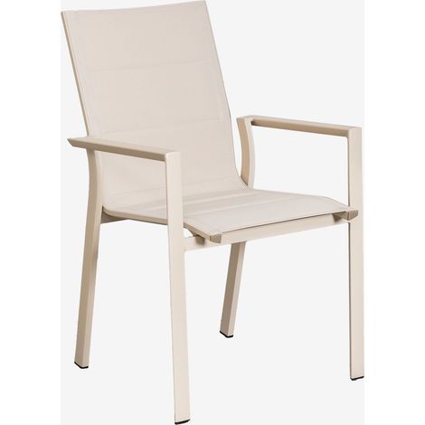 Sklum – Chaise de jardin empilable Karena – Aluminium avec accoudoirs – Assise en textilène – Dimensions 89x58x63cm – Poids 3,7kg (1/5)