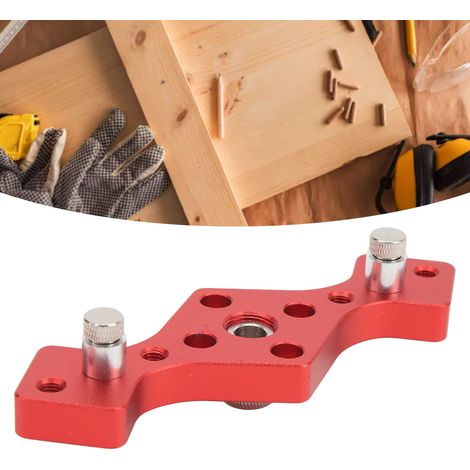 Outil de localisation de trous droits pour le travail du bois, foret à trous profonds trois en un en alliage d'aluminium, outil de raccordement de planches portatif, rouge. (1/5)