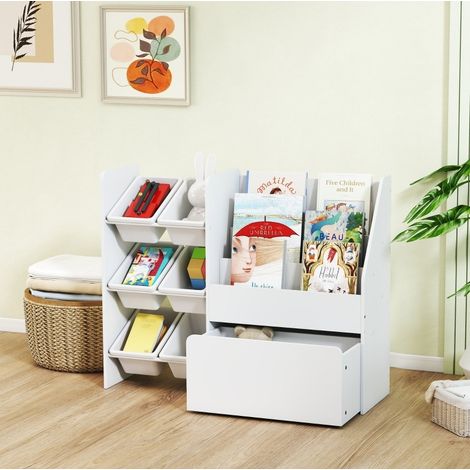 étagère enfant 100 x 30 x 80 cm blanche – rangement à bacs, sans matelas (1/5)