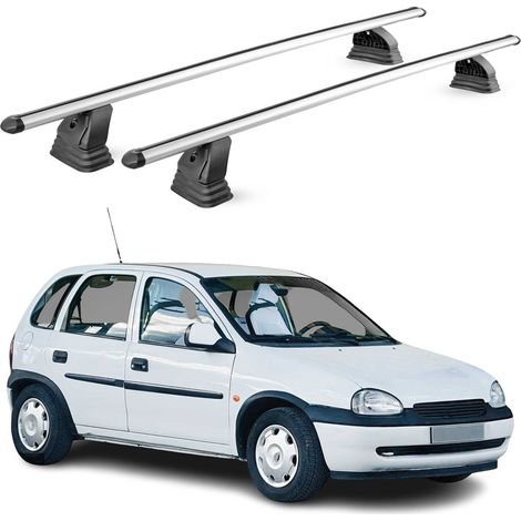 OMAC Barres de toit transversales en aluminium pour Opel Corsa B 1993-2000 HB Break – TÜV / DIN 75302:2019 – Antivol inclus – Charge max 75 kg – 2 barres – Gris (1/5)