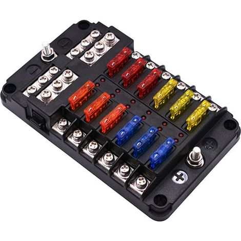 KLVGTIFS PU - Tableau de fusibles pour bateau, tableau de fusibles marin avec indicateur d'avertissement LED