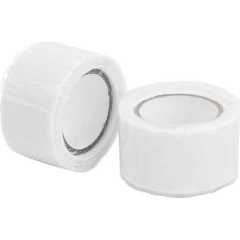Lot de 2 rubans adhésifs silicones auto-soudants isolants étanches pour réparation tuyau canalisation blanc 1.5m x 2.5cm (1/5)