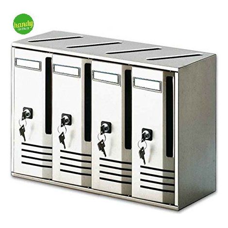 Cassellario postale Alubox cubo 4 cassette argento