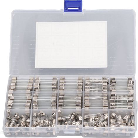 Lot 250 fusibles en verre 1A à 20A 5x20mm 6x30mm Kit d’assortiment à fusion rapide (1/5)