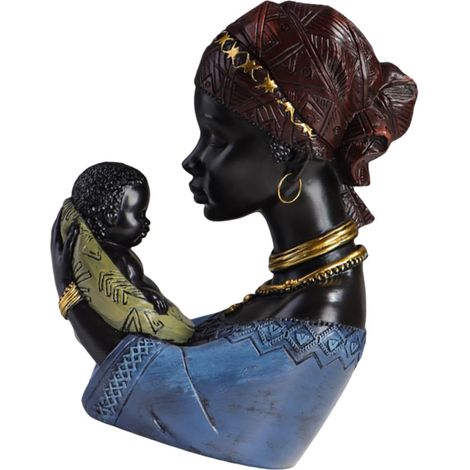 Mutter Kind Skulptur aus Kunstharz Boho Stil Dekoration für