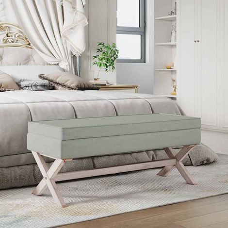 Coffre de Rangement - Tabouret avec Espace de Rangement Gris clair 110x45x49 cm Velours BV645695 - BonneVie (1/5)