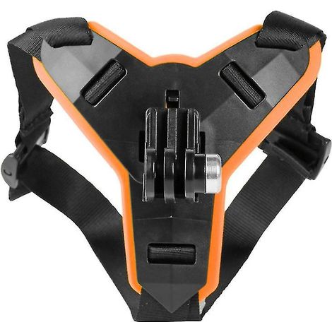 Motorradhelm-Kinnriemenhalterung, abnehmbare Befestigung, mit Riemen zur Anbringung einer Action-Kamera und eines Mobiltelefons – Orange