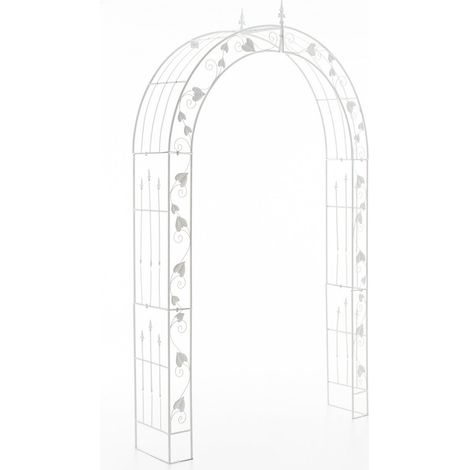 Decoración de arco de rosas para plantas de jardín rosales 247x147 cm en metal blanco 100003931 (1/4)