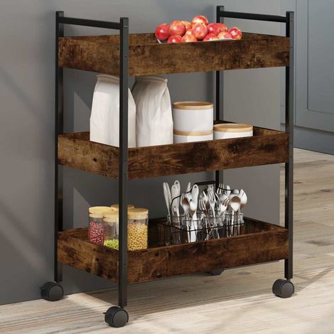vidaXL Carrello da Cucina Rovere Fumo 50x30x70 cm in Legno