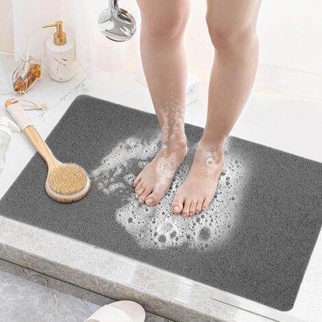 LAN Weiche, rutschfeste Duschmatte aus Luffa, schimmelresistente PVC-Badematte für Duschkabine und Badezimmer, 40 x 60 cm, Grau (1/5)
