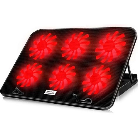 Refroidisseur portable pour ordinateur portable, base de refroidissement alimentée par USB, 6 ventilateurs silencieux, compatible avec la plupart des ordinateurs portables (1/5)