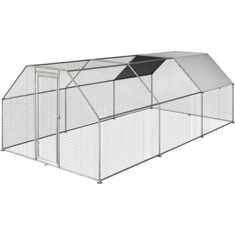 Poulailler Pawhut en métal galvanisé étanche, avec porte et bâche Oxford, dimensions : 280 x 570 x 195 cm (1/5)