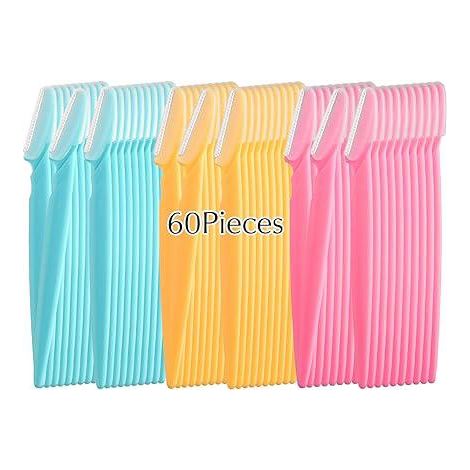 60 Lames de rasoir à sourcils pour femmes et hommes, épilateur visage, éliminateur de poils du visage, lot de 60 pièces (1/5)