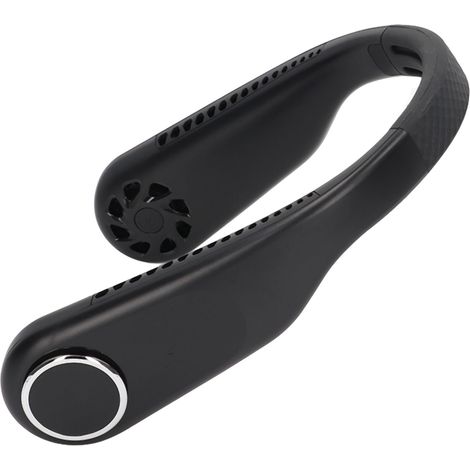 Ventilateur de cou rechargeable USB 3 vitesses, batterie 3600mAh, design silencieux et angle réglable pour bureau, voyage ou maison (noir) (1/5)