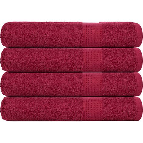 Serviettes de sauna FROGN, lot de 4, coloris Bordeaux, 80 x 200 cm, 360 g/m²