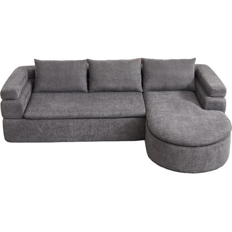 CHICFURN Sofá rinconero con chaise longue 260x170x65 cm chenilla gris antracita 3 plazas (1/5)