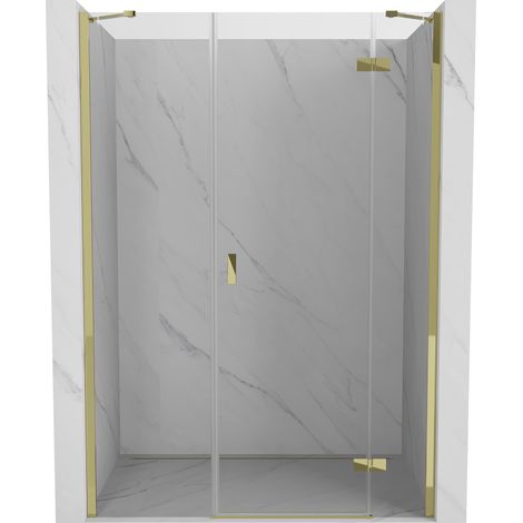 Porte de douche pliante droite Mexen Mist-H 145 cm, transparente, dorée - 8A5-145-001-50-00-P (1/5)
