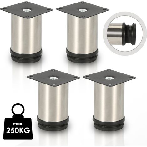 Randaco 4 piedini per mobili piedini per mobili in acciaio inox diametro 40 mm altezza 100 mm nero regolabile in altezza (1/5)