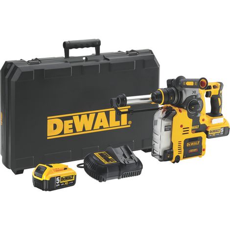 DeWalt Akku-Kombihammer, 18 V, incl. 2x Akku XR 5 Ah, Schnellladegerät, Schnellspann-Bohrfutter, Staubabsaugung, Zubehör, TSTAK-Box (1/5)