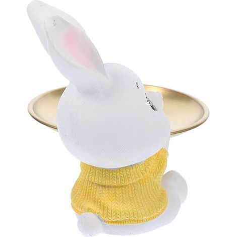 Porte-bijoux décoratif en forme de lapin, couleur dorée, rangement multifonctionnel (1 pièce) (1/5)