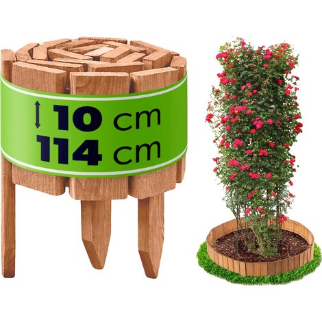 Clôture en palissade, hauteur 10 cm, largeur 114 cm, résistant aux intempéries, bois durable, assemblage sans outils (1/5)